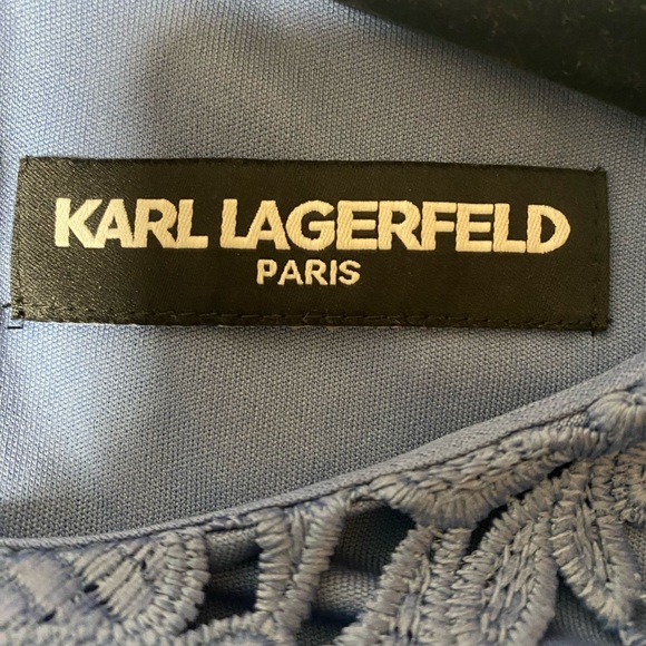 Karl Lagerfeld Chemical Blue Lace Sheath Cocktail Dress - EUC SEE PICS FOR SIZE - Picture 3 of 11